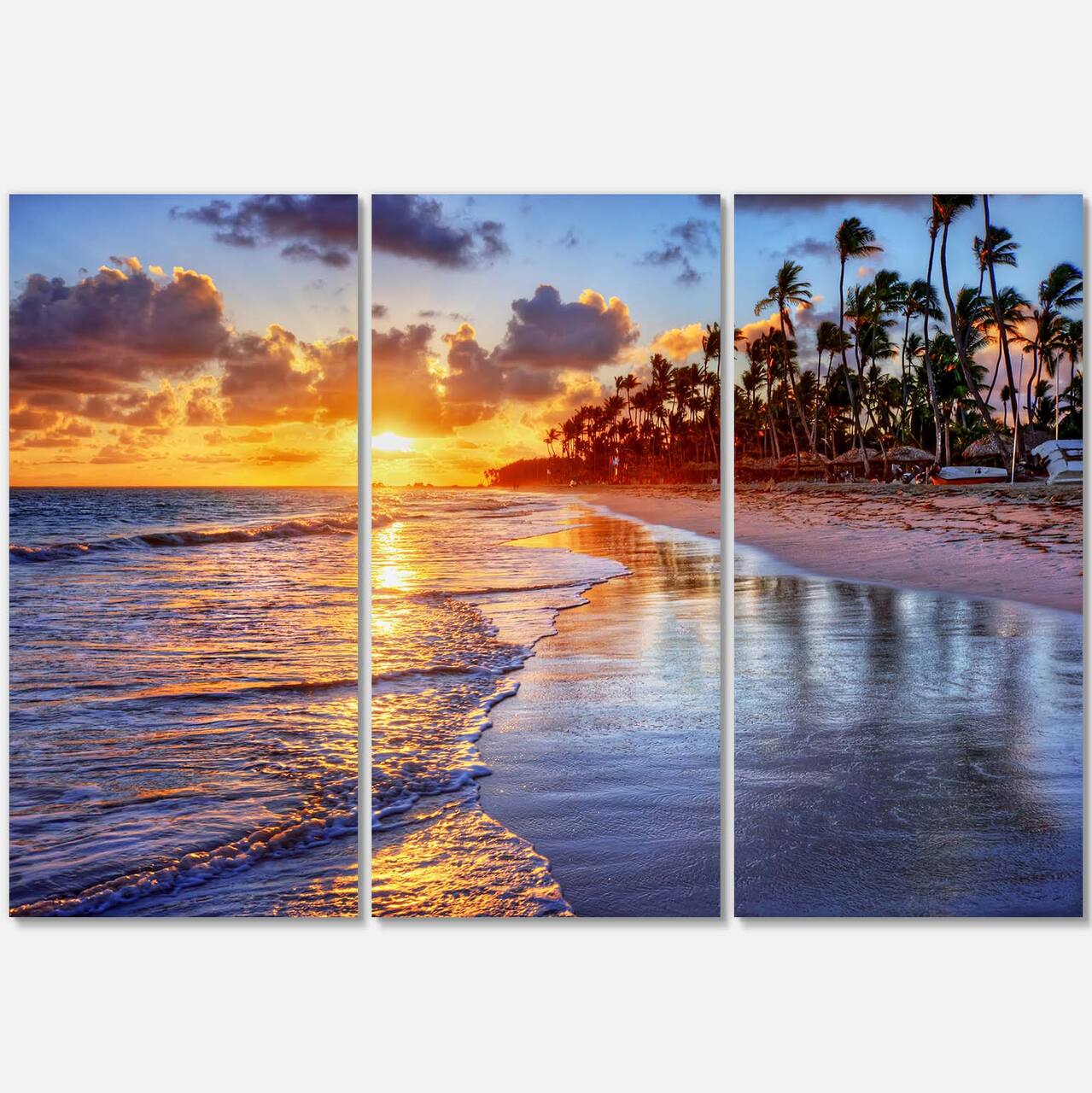 Designart - Beach Side Resort With Palm Trees - Seashore Canvas Art Print